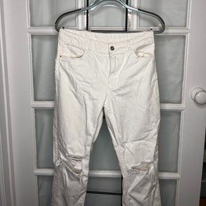 distressed white Zara skinny jeans